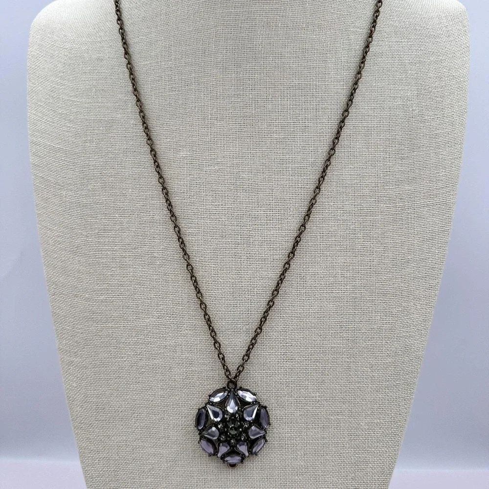 Vintage Y2K Statement Rhinestone Pendant Necklace Women's Classic‎ Jewelry Retro